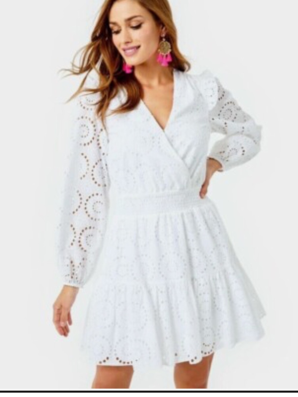 Lilly Pulitzer Taviana Dress in Resort White Circle Bloom Eyelet Size 4 $278